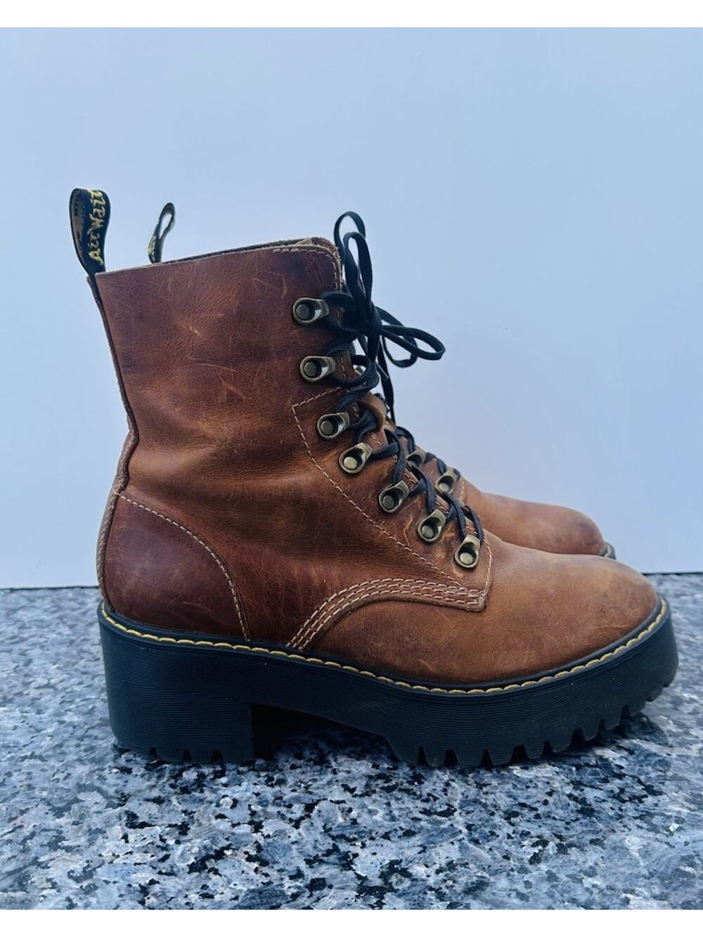 Dr. Martens Brown Leather Lug Heel Ankle Boots